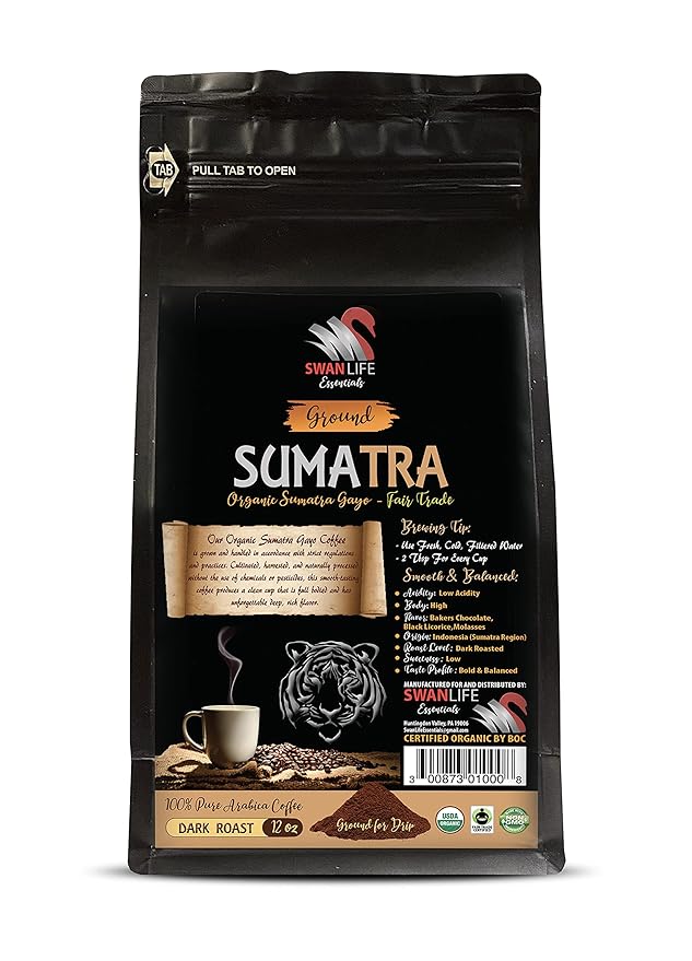 dark roast coffee beans - SUMARTA GROUND COFFEE ORGANIC arabica dark rost fair trade low acidity - organic whole bean coffee dark roast 3 Bags (36 Oz)