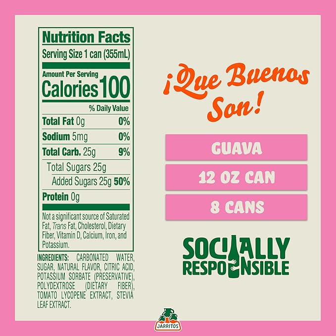 Jarritos Variety Pack of 16-12 oz Cans Authentic Mexican Soft Drink 8 Cans of Refreshing Guava Flavor and 8 Cans of Refreshing Mandarin ZERO Flavor