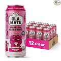 Yerba Mate Energy Drink - Low Sugar Sparkling Tea Cans with Ashwagandha Lion’s Mane USDA Organic Clean Energy Drink with 150mg Natural Caffeine Ola Mate Raspberry
