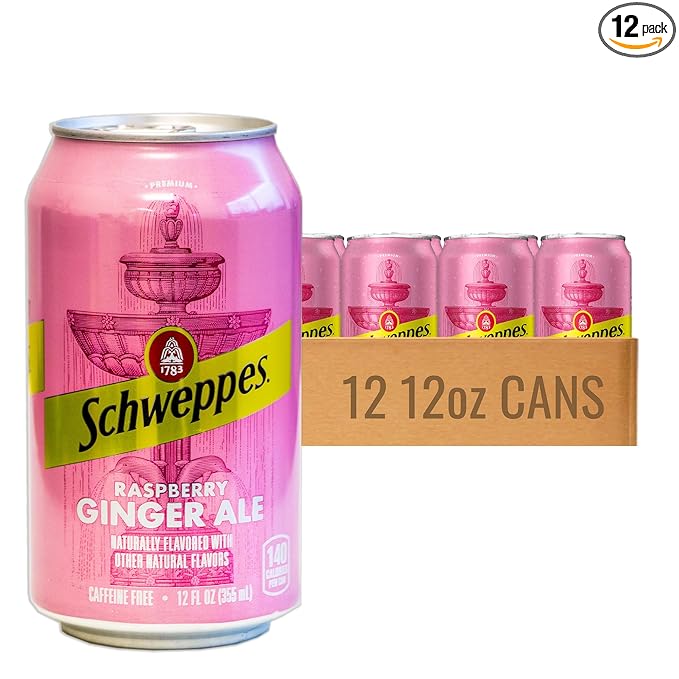 Schweppes Raspberry Ginger Ale - Refreshing Crisp Delicious - 12 12oz Cans