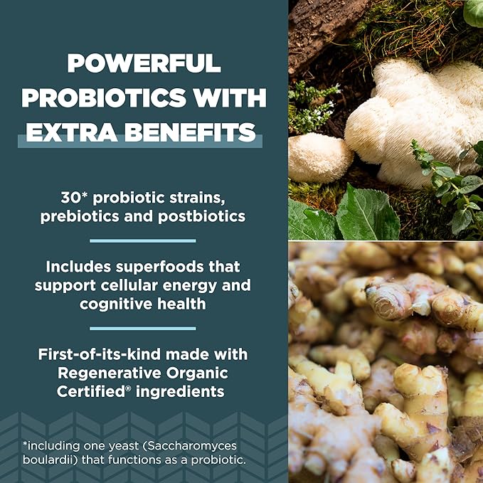 Ancient Nutrition Regenerative Organic Certified Probiotics Extra Strength Probiotics for Healthy Digestion and Immune System Function Support 50 Billion CFUs* Per Serving 60 Count