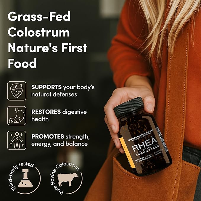 Rhea Bovine Colostrum Supplement for Women Colostrum Capsules for Gut Health Digestion Bloating Beauty Immune Support Bovine Colostrum for Humans Colostrum Pills (60caps)