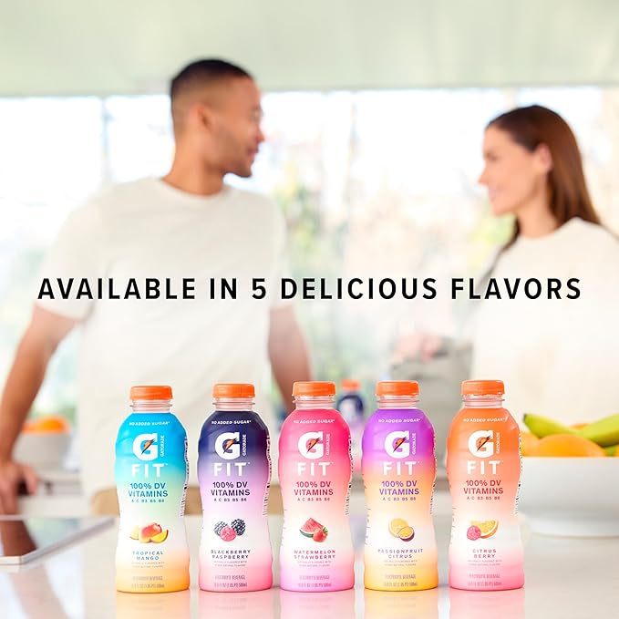 Gatorade Fit Electrolyte Beverage Healthy Real Hydration Tropical Mango 16.9.oz Bottles (12 Pack)
