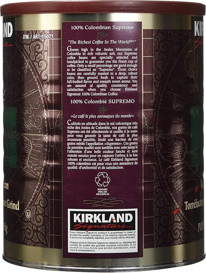 Signature 100% Colombian Coffee Supremo Bean Dark Roast-Fine Grind 6 Pound Signature-wy