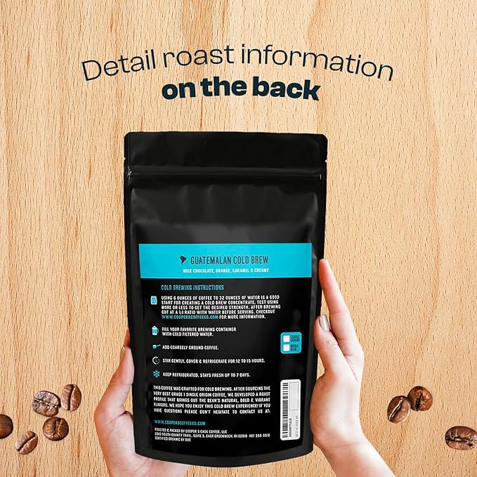 Guatemala Organic Cold Brew Coffee Single Origin &amp Gourmet Beans Tasting Notes of Milk Chocolate Creamy Caramel &amp A Hint of Orange Medium Roast Whole Bean 16 oz Coffee Bag