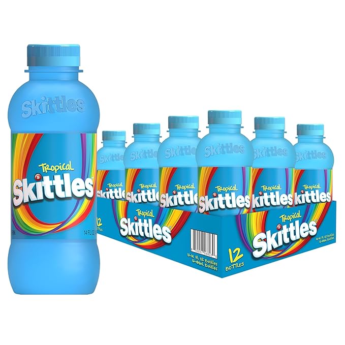 SKITTLES™ Candy Flavored Drink - Tropical Flavor | Bulk Candy Drinks with Fruity Flavors | 12 Fl oz. Bottles Pack of 12