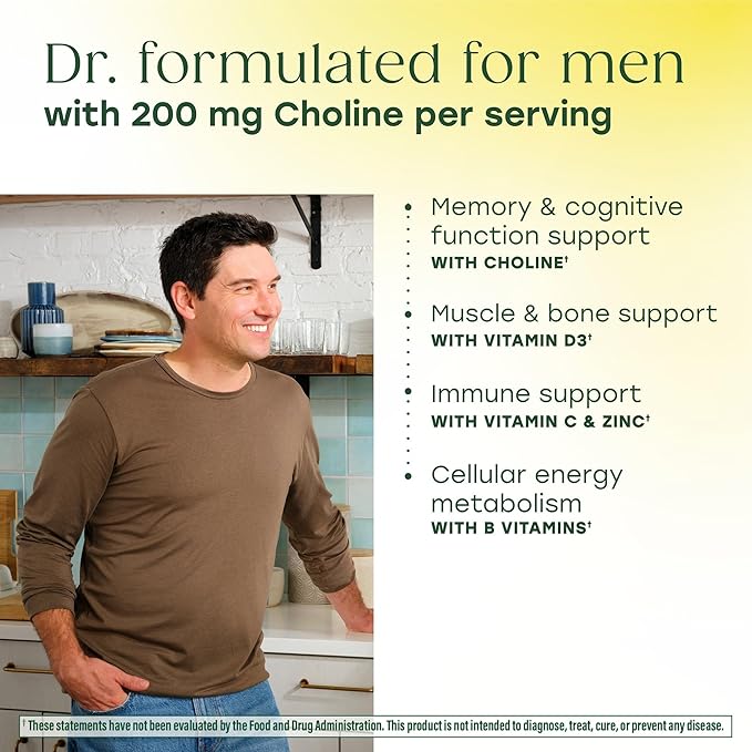 MegaFood Men's Advanced Multivitamin for Men - Doctor -Formulated - Choline Vitamin B12 Vitamin D Vitamin C &amp Zinc - Brain Health &amp Immune Support - Non-GMO - Vegetarian - 60 Tabs (30 Servi