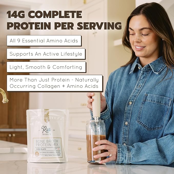 Bone Broth Protein Powder Grass Fed Collagen with 14g Complete Protein per Serving Gluten Free Keto &amp Dairy Free Organic &amp Clean Ingredients No Added Sugar Chocolate 12 Servings