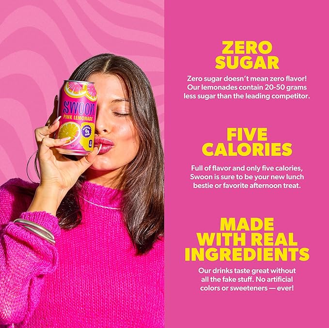 Swoon Lemonade Variety Pack - Low Carb Paleo-Friendly Gluten-Free Keto Drink - Zero Sugar Drinks Made with 100% Natural Lemon Juice Concentrate &amp Sweetened by Monk Fruit 12 Fl oz (Pack of 12)