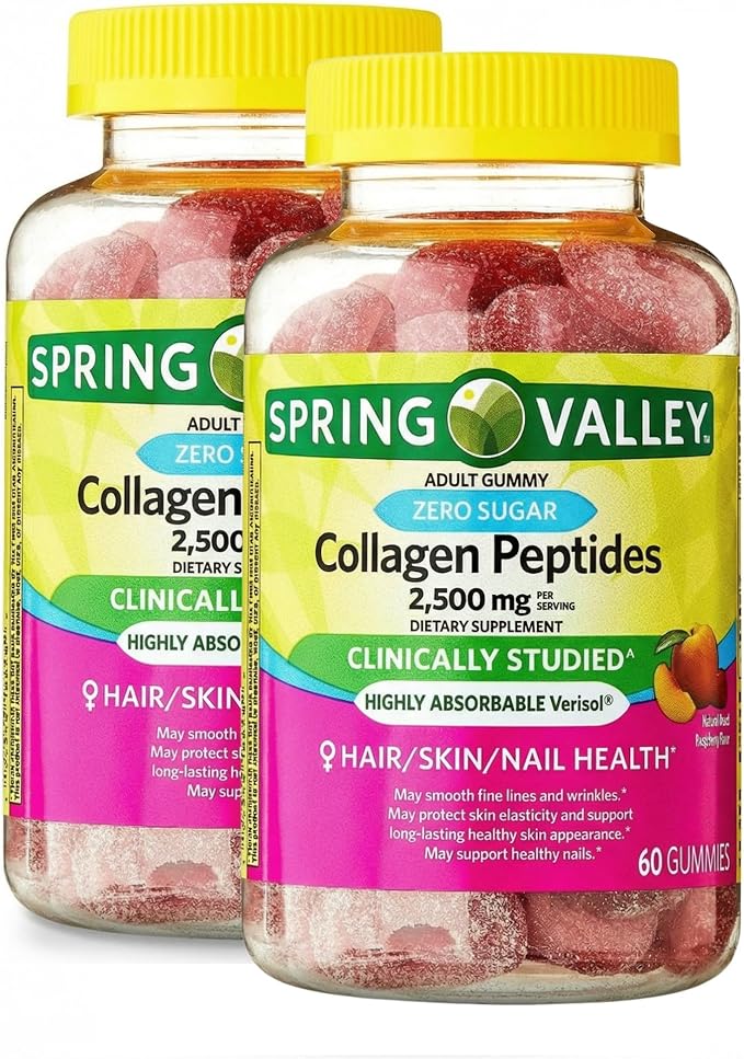 Collagen Women Zero Sugar 60 Gummies - Collagen Peptides 2500mg Protein Gummies for Women Collagen Gummies for Skin and Hair (Pack of 2)