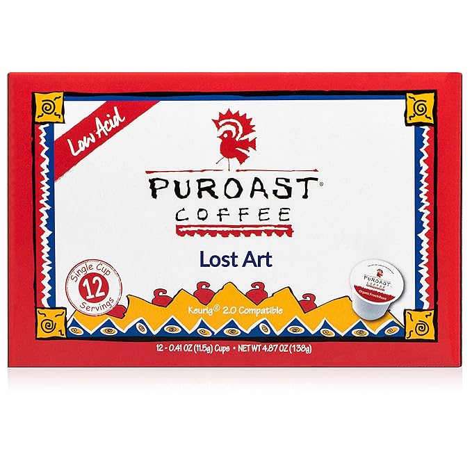 Puroast Low Acid Coffee Pods – Medium Roast - House Blend Lost Art &amp Vanilla – Single Serve Pods – Keurig Compatible – High Antioxidants – GERD Friendly – 3 Pack 12 Ct