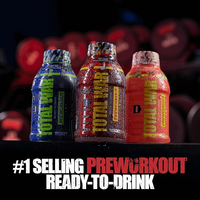 REDCON1 Total War Ready to Drink Preworkout Baja Bomb - 350mg of Fast Acting RTD Caffeine - Beta Alanine + Citrulline Malate for Increased Pump (12 Servings)