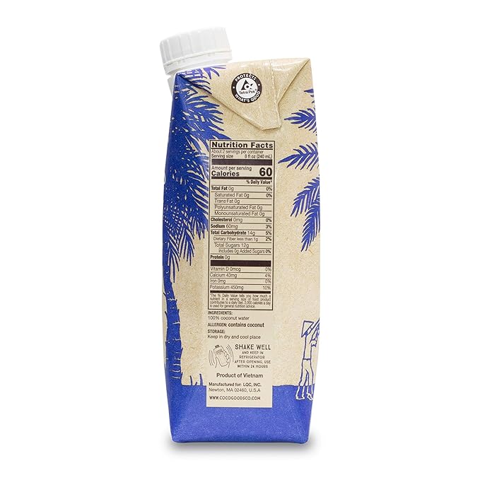 CocoGoodsCo Vietnam Single-Origin 100% Natural Coconut Water Non-GMO Never from Concentrate (16.9 fl. oz 12 pack)