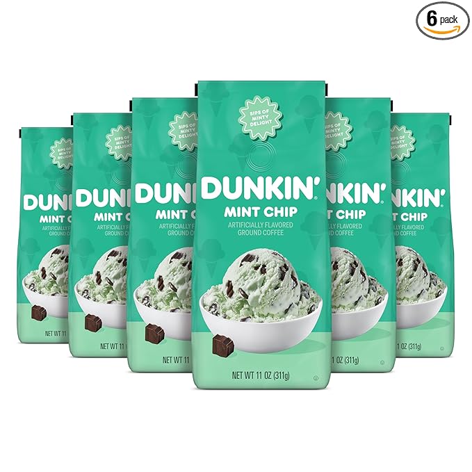 Dunkin’ Mint Chip Artificially Flavored Coffee Ground Coffee 11 Oz. Bag (Pack of 6)
