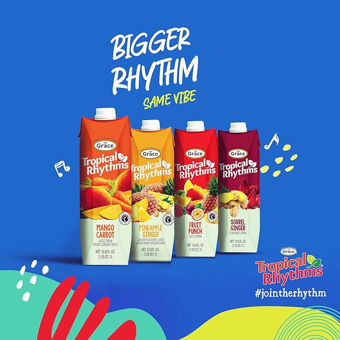 Grace Tropical Rhythms Mango Carrot Juice 1 Liter (33.8oz) (Mango Carrot (3 Pack))