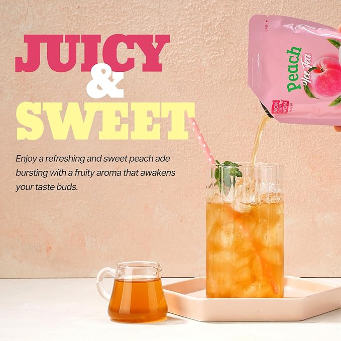 [Nokchawon] Peach Iced Tea Pouches 10 Packs – Fruity Summer Peach Flavored Iced Fruit Tea Korean drink pouch 1700g (59.97oz)