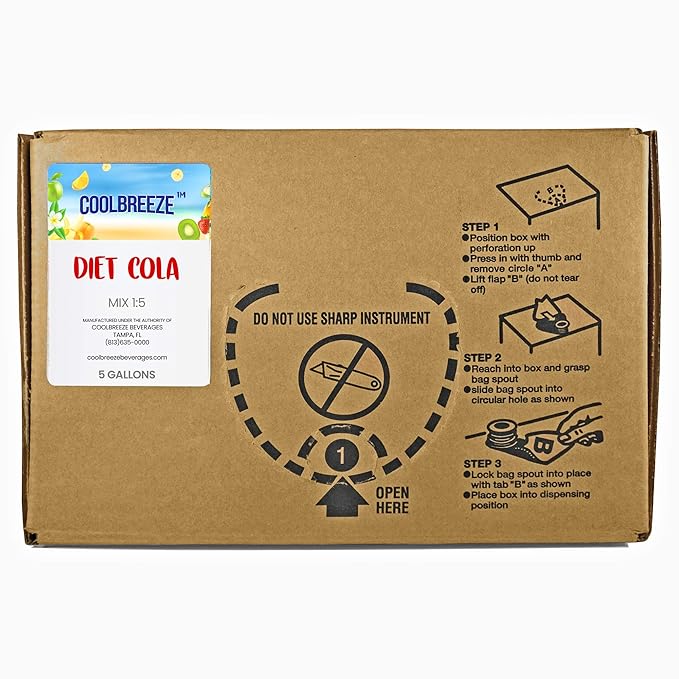 Coolbreeze Beverages 3 Pack Soda Syrup – 5 Gallon Bag-in-Box BIB – Cola Diet Cola &amp Lemon Lime Fountain Syrup Concentrate for Restaurants &amp Concessions