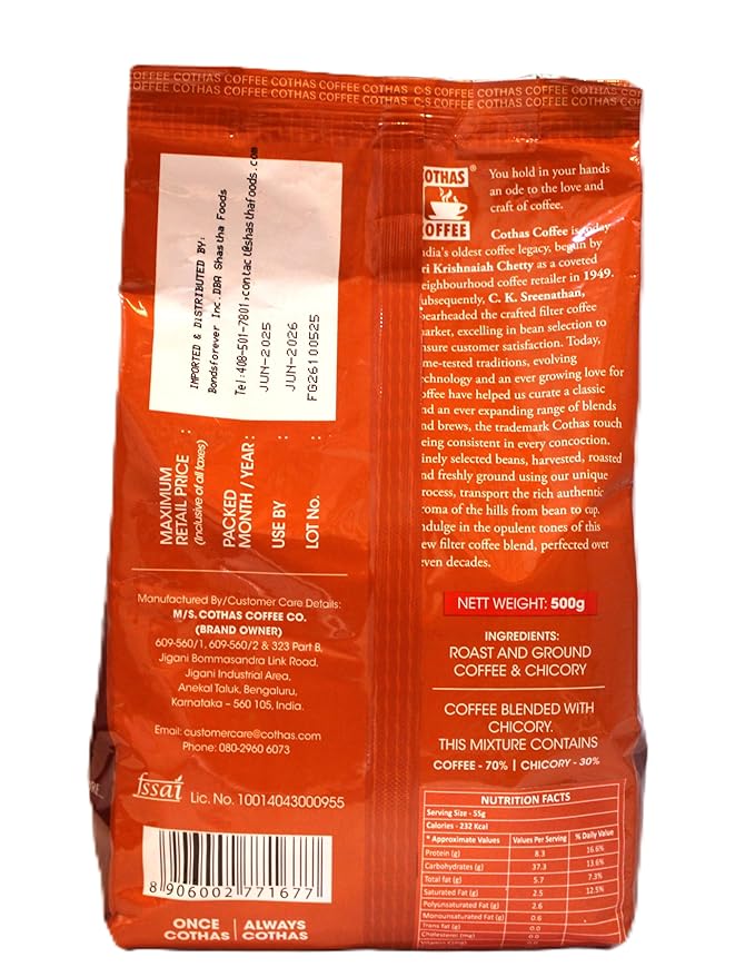 Cothas Traditional Premium Blend Instant Coffee Powder - 500g (Pack of 2) [coffee 70% chicory 30% ]