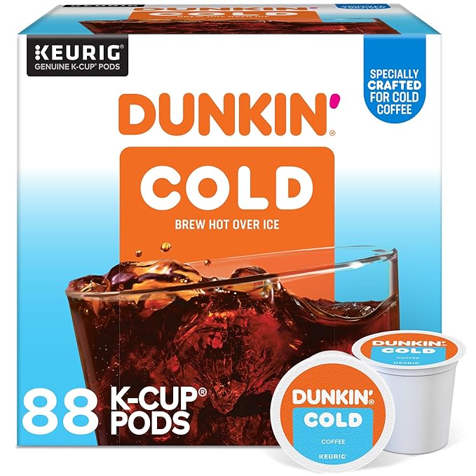 Dunkin' Brew Over Ice Keurig Single Serve K-Cup Pods 4.14 Oz 22 Pods Per Pack Case Of 4 Packs