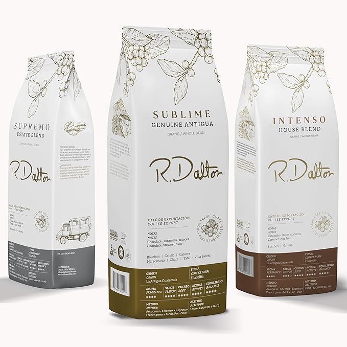 R. Dalton Coffee - Sample Pack - Whole Bean Coffee - Medium roast - Discover your perfect blend - 3 Premium Whole Bean Export Quality Coffee