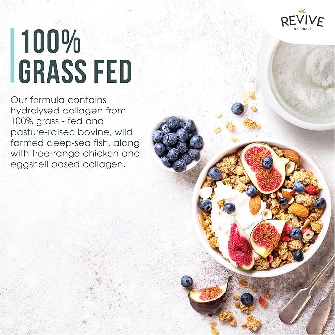 Revive Naturals Vanilla Multi Collagen Protein Powder - 400g - Unsweetened - 5 Types of Collagen Peptides - Hydrolyzed Grass Fed Bovine Wild Caught Marine &amp Free-Range Chicken - Keto Approved