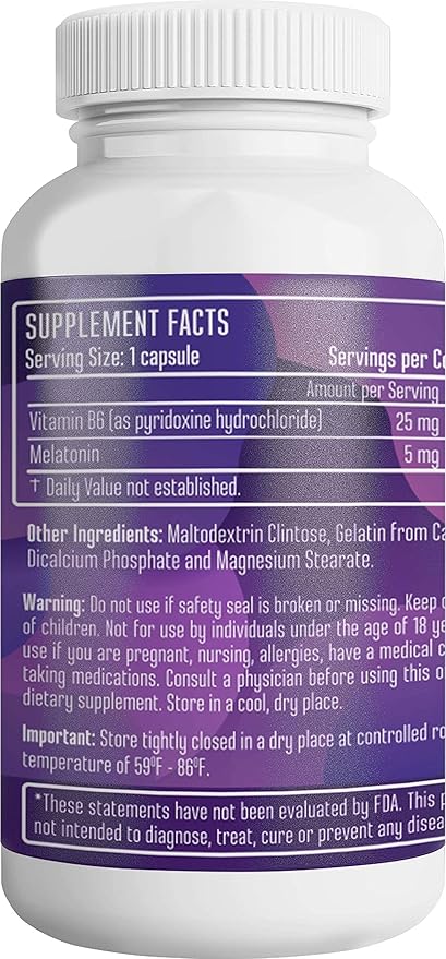 Sleep Aid Supplement with Melatonin and Vitamin B6-60 Capsules - Natural Formula - Supports Heart Health and Helps Deeper Restful Sleeping - Made in The USA