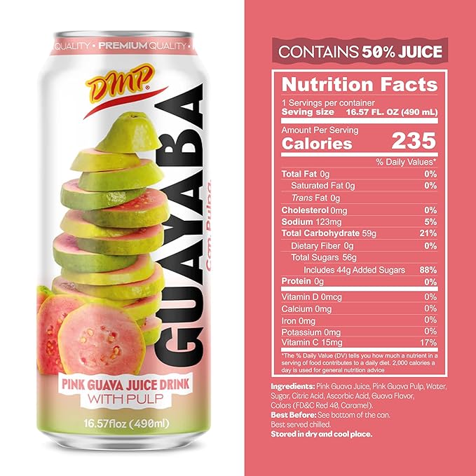 De Mi Pais Guava Juice with Pulp Premium Quality Fruit Beverage with real guayaba Refreshing Canned Juice with Guava Pulp Extract Perfect for Drinks and Smoothies Size 16.57 Fl Oz 6-Pack