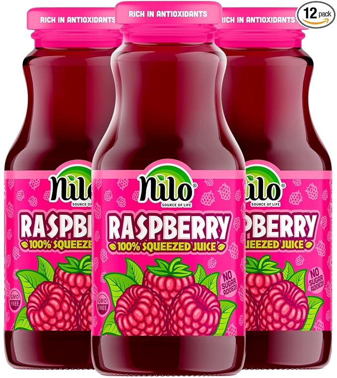 NILO Raspberry Juice | 100% Squeezed Raspberry Frambuesa | NO Sugar added | NON GMO | NOT From Concentrate | 8.45 oz (Pack of 12)