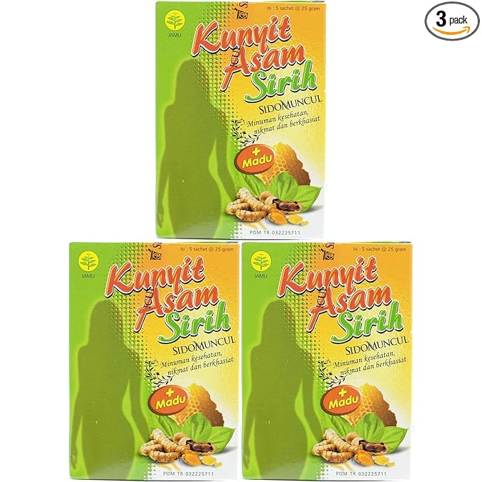 Sidomuncul Kunyit Asam Sirih Indonesian Health Drink 5 cups (Pack of 3)