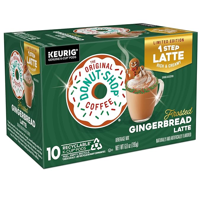 The Original Donut Shop One Step Latte Frosted Gingerbread Keurig Single Serve K-Cup Pods 60 Count (6 Packs of 10)