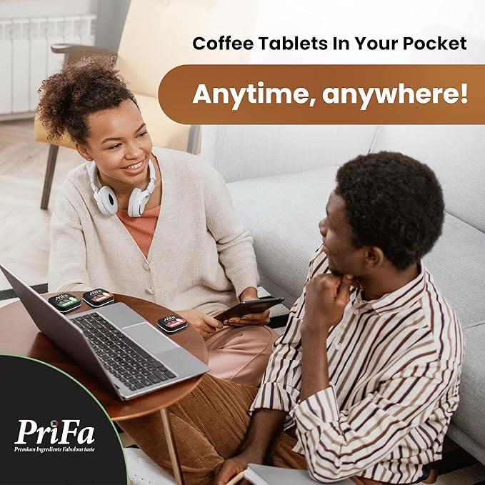 PriFa Coffee Tablets Latte Pocket Coffee - Unsweetened Real Coffee Absorbable Lozenge Coffee Candy - Natural Sugar Free Instant Energy Pouches Caffeine Mints for Keto (Latte 4 Packs)