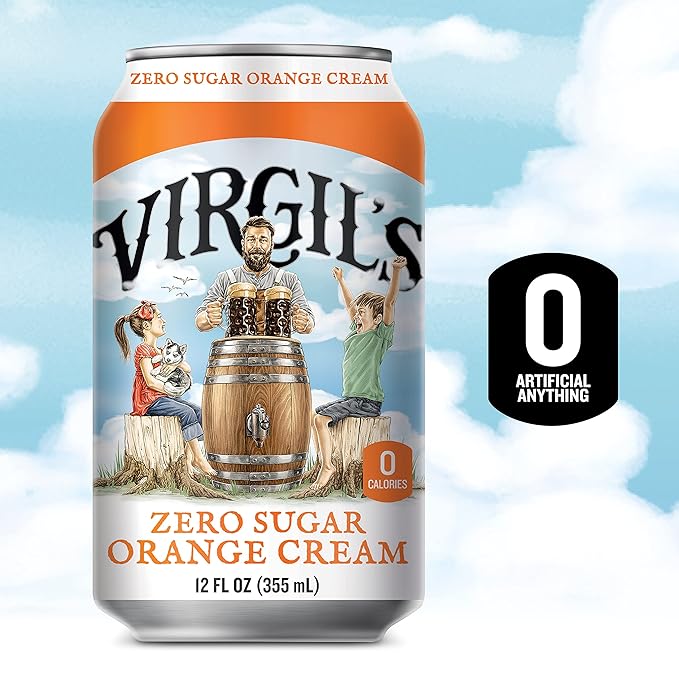 Virgil's New All-Natural Zero Sugar Orange Soda 12-oz (24 Cans)