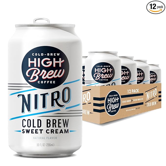High Brew Coffee Nitro Sweet Cream Cold Brew Coffee 10 FL Oz Ready-To-Drink (Pack of 12)