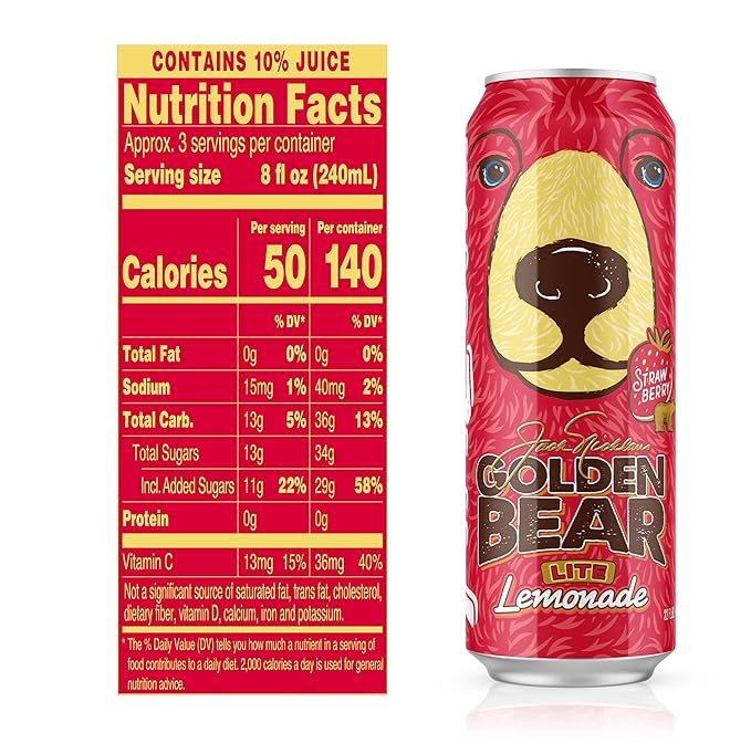 AriZona Golden Bear Strawberry Lemonade - Big Can 22 Fl Oz (Pack of 24)