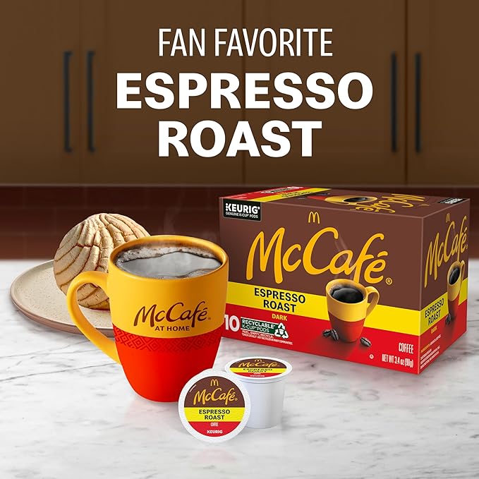 McCafe Espresso Roast Coffee Keurig Single-Serve K-Cup Pods 60 Count (6 Packs of 10) Dark Roast Made with Arabica Beans Bold Flavor with Bittersweet Chocolate &amp Toasted Nut Notes