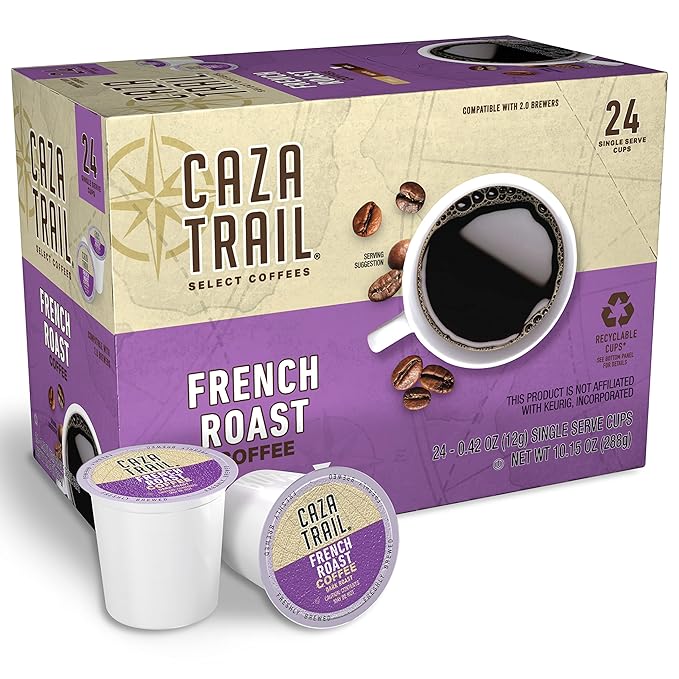 Caza Trail Coffee Pods French Roast Single Serve 24 Count (Pack of 1) (Packaging May Vary)