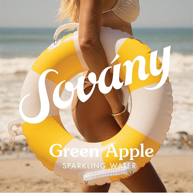 Sovány Sparkling Water Green Apple Seltzer Water Drinks USDA Organic Made With Real Fruit Non-GMO Vegan No Added Sugar Low Calorie 12 fl oz 12 Pack