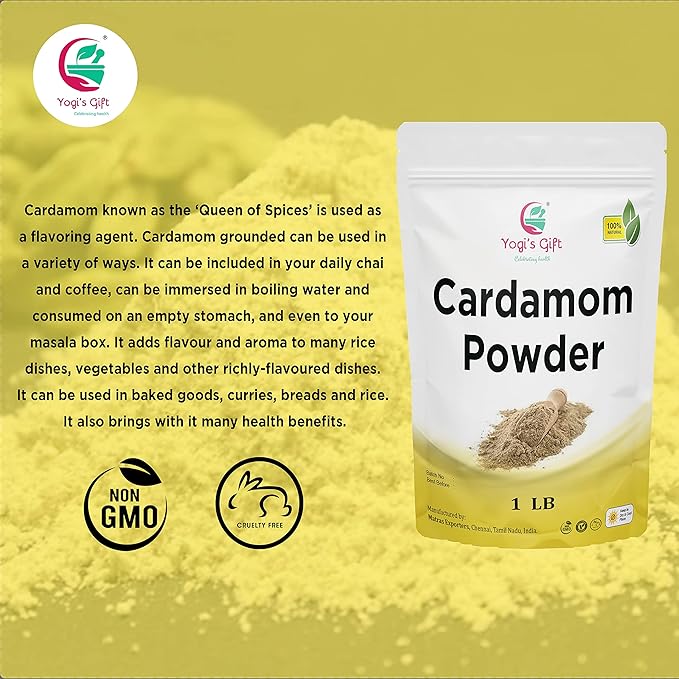 Ground Cardamom Powder 1 LB (16 oz) – Aromatic &amp Premium Quality | Perfect for Baking Coffee Tea &amp Curries | aka Elaichi Cardamon | By Yogi’s Gift®