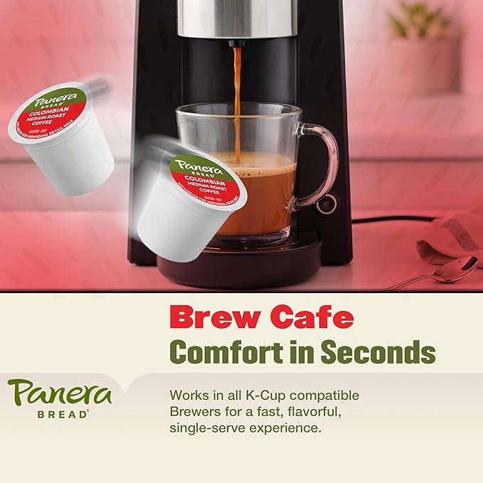 Panera Bread Colombian Coffee Cups 100% Arabica Medium Roast Smooth &amp Balanced with Brown Sugar Notes No Artificial Ingredients 60 Single Serve Pods (6 Packs of 10)