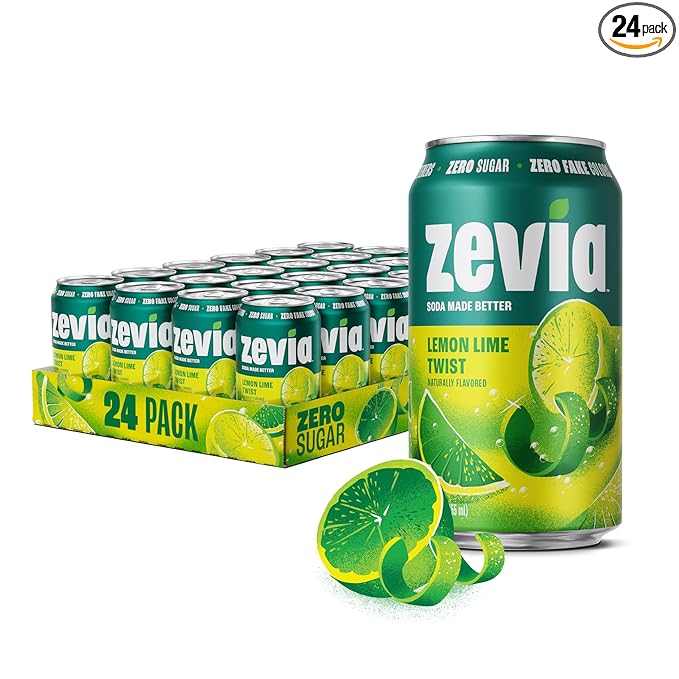 Zevia Zero Calorie Soda Lemon Lime Twist 12 Fl Oz Cans (Pack of 24)