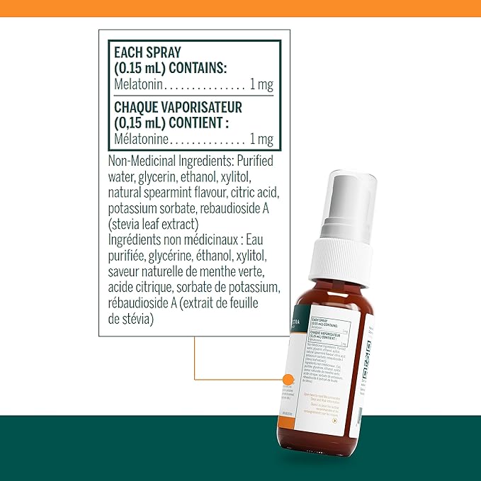 Genestra Brands Melatonin Spray | Sleep Support in Easy Dosing Spray | 1 fl. oz. | Spearmint Flavor