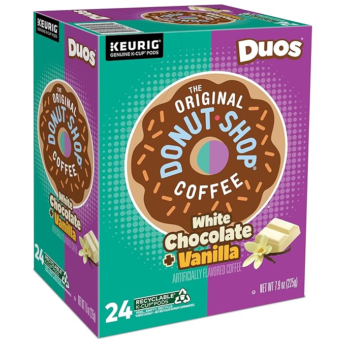 The Original Donut Shop Duos White Chocolate + Vanilla Keurig Single Serve K-Cup pods 96 Count