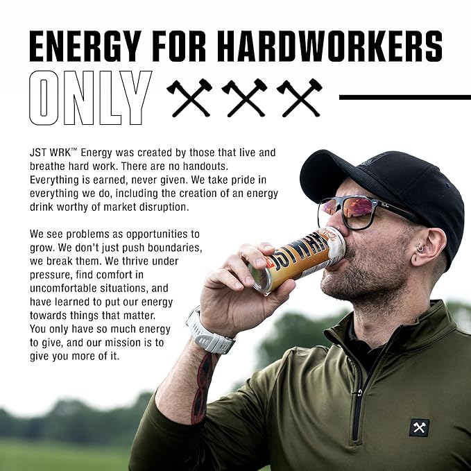 JST WRK Energy Drink - 12-Pack Sugar-Free Zero Calories No Sugar Alcohols 12 Fl Oz. 200 milligrams Caffeine (Cream Soda)