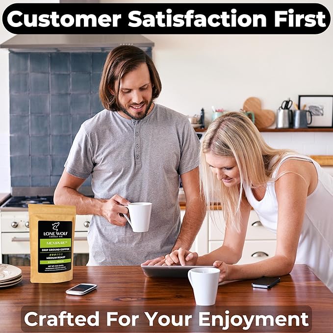 Mexipure - Freshly Roasted After Your Order – Specialty Grade Organic Single Origin Medium to Dark Roast Drip Ground Coffee No Bitterness Ethically Sourced 12OZ Compostable Bag
