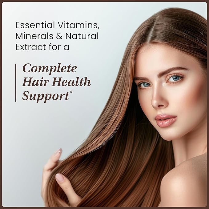 Sandhu's Hair Vitamin with Biotin Collagen Keratin Ashwagandha | Supports Hair Health | for Men &amp Women | 60 Capsules