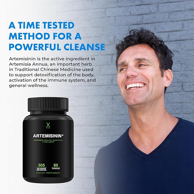 HUMANX Artemisinin 505mg with Bioperine for Greater Absorption - Supports Healthy Aging Digestion and Immunity - USA Third Party Tested - Vegan Non-GMO - Artemisia Annua - Sweet Wormwood Extract