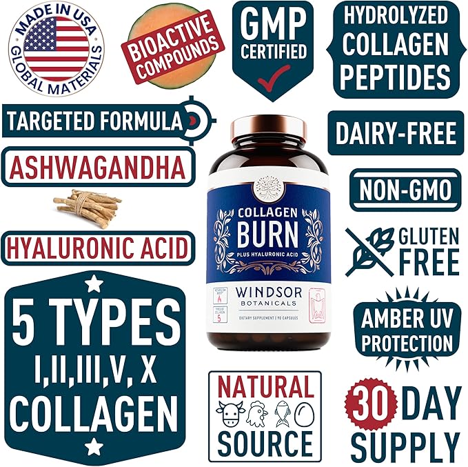Thermogenic Multi Collagen Burn and Concentrated Liquid Collagen Enhanced Beauty and Health Support Bundle