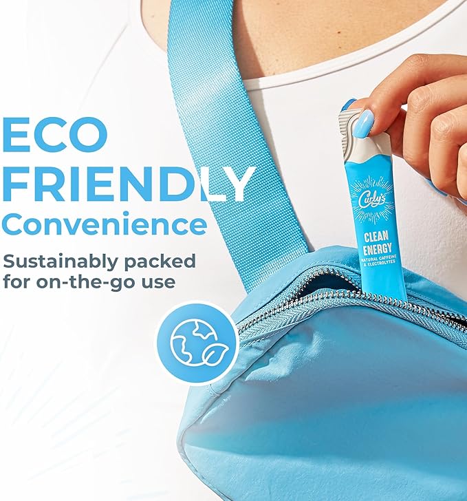 Curly's Clean Energy Caffeine &amp Electrolyte Sticks - Energize Your Favorite Drink - Keto Paleo &amp Whole 30 Friendly - All Natural - No Sugar No Calories Non-GMO - 30 Flavorless Liquid Stick