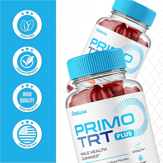 (2 Pack) Primo TRT Gummies Primo TRT Advanced Performance Blend Supplement PrimoTRT Try Prime Gomitas Maximum Strength for Males Support for Overall Health Wellness All Natural Ingredients (120 Ct)