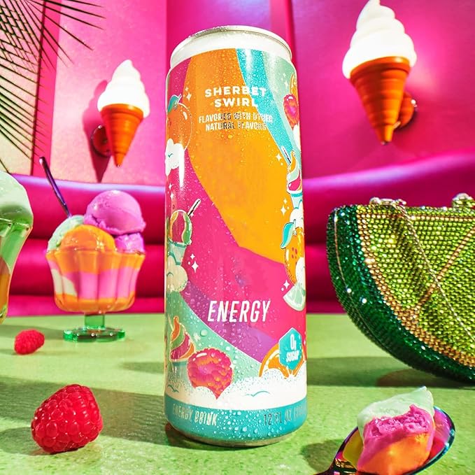 New Alanni Energy Drink Assorted 6 Pack – Cotton Candy Strawberry Sunrise Sherbet Swirl Flavors – Sweet Refreshing Powerful Energy Boost Drinks Zero Sugar Low-Calorie 12 fl oz Cans